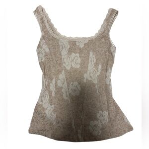 Arianne Cream Lace Trim Tank Y2K